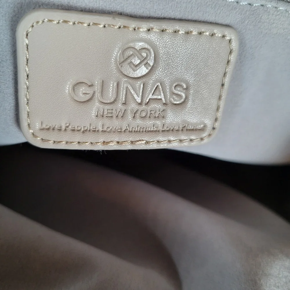 Gunas New York Womens Ruth Canvas Double Handle Large Tote Bag Pouch Stone Beige
